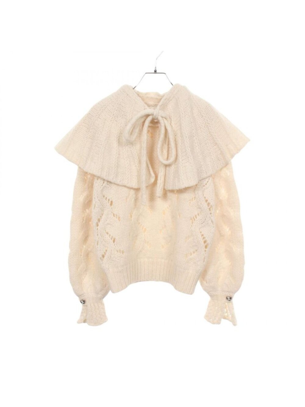 Chanel Knit CC Logo Button Cable Wool Sweater